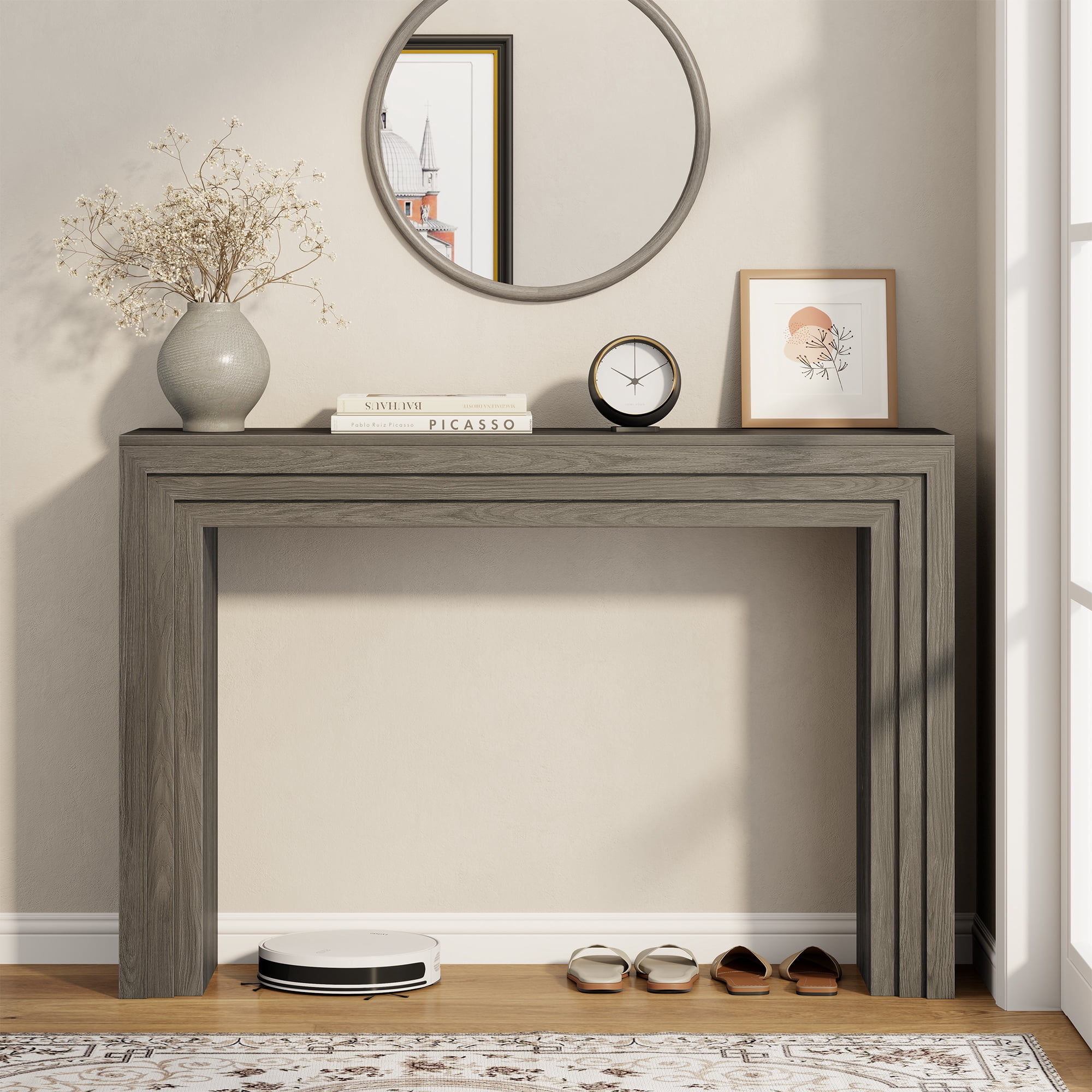 Laintene Modern Entryway Table, 43" Modern Console Table with Storage, Narrow Sofa Table Behind the Couch, Accent for Living Room, Hallway Foyer, Entrance, Gray