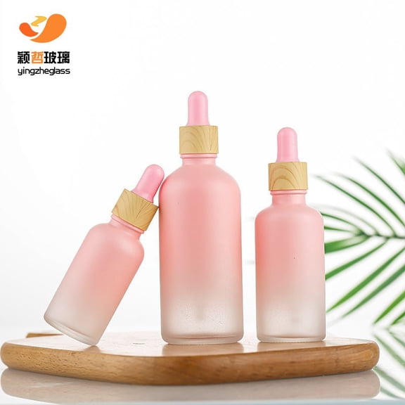 LEXSOMEO 5pcs Glass Dropper Bottles For Essential Oils Empty Refillable Cosmetic Containers 15ml Gradient Frosted Glass Bottles For Skincare Makeup And Aromatherapy