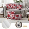 thumbnail image 6 of Red Rose Pillow Covers 2 Pack Spring Pink Rural Pastoral Flower Leaf Art Floral Pillowcase Waterproof Outdoor Throw Pillow Cover for Patio Garden Square Cushion 16”x16”, 6 of 9