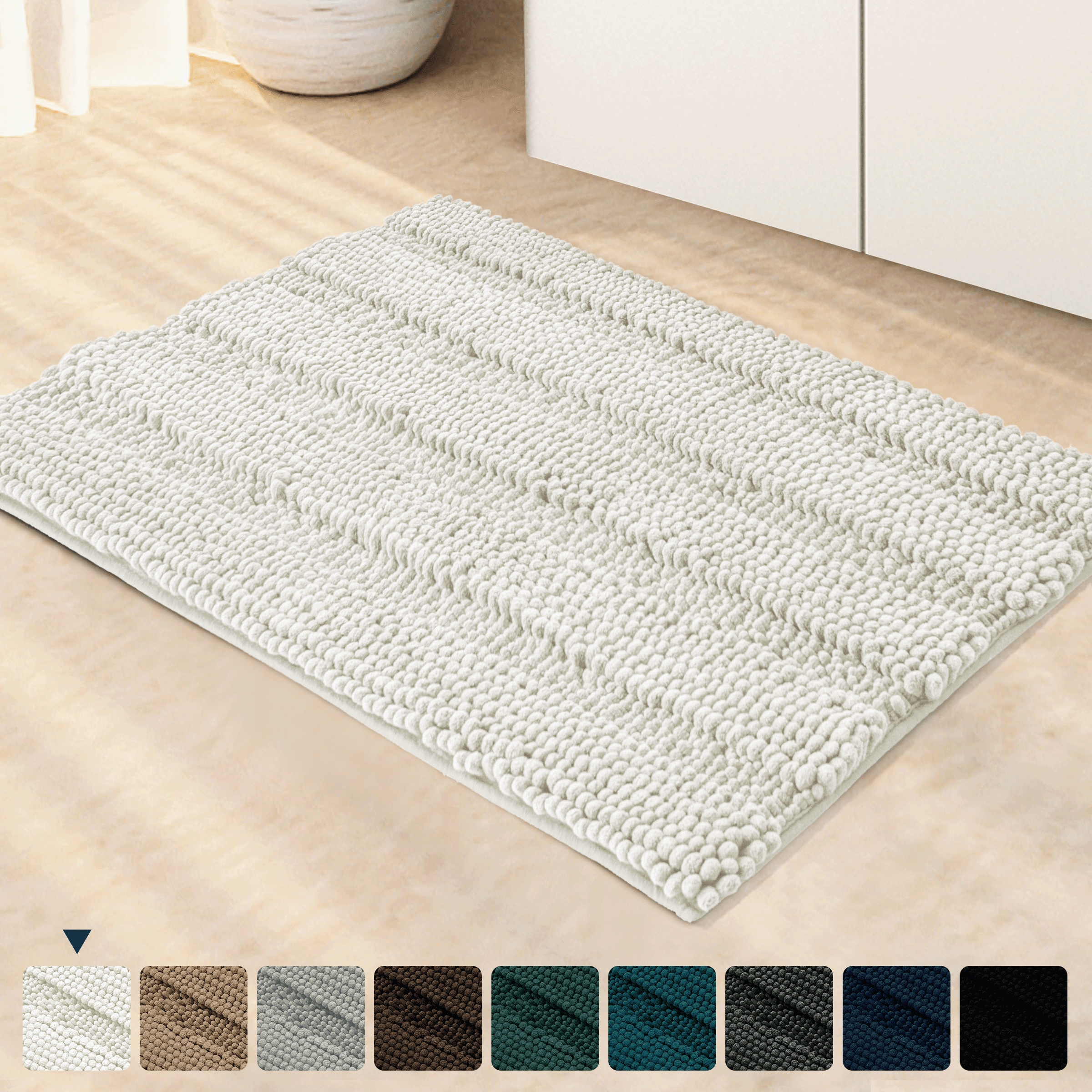 Details about   Extra Thick Chenille Striped Pattern Bath Rugs for Bathroom Non Slip Soft Plus 