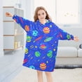thumbnail image 5 of FORMRS Wearable Blanket Hoodie with Sleeves for Kids Cozy Flannel Sweatshirt, Colorful Cartoon Planets, 5 of 7