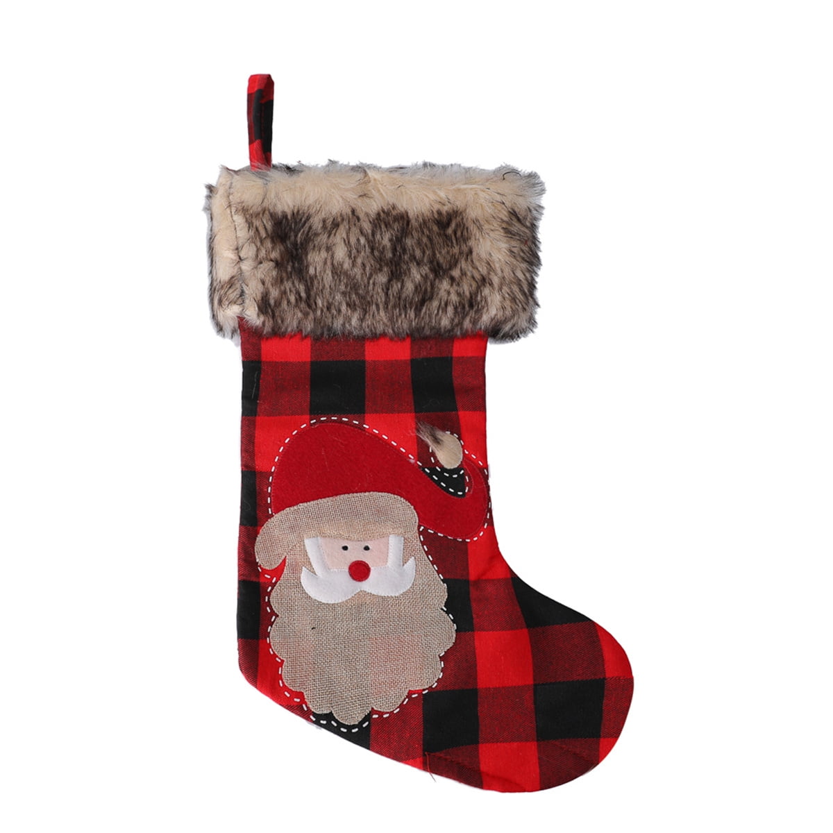 BOPORO Christmas Stockings - 4 Pack 18" Big Christmas Stocking Stuffers Snowflake Santa Snowman Reindeer Burlap Socks with Plush Cuff Gift Candy Socks for Family Holiday Christmas Party Decorations