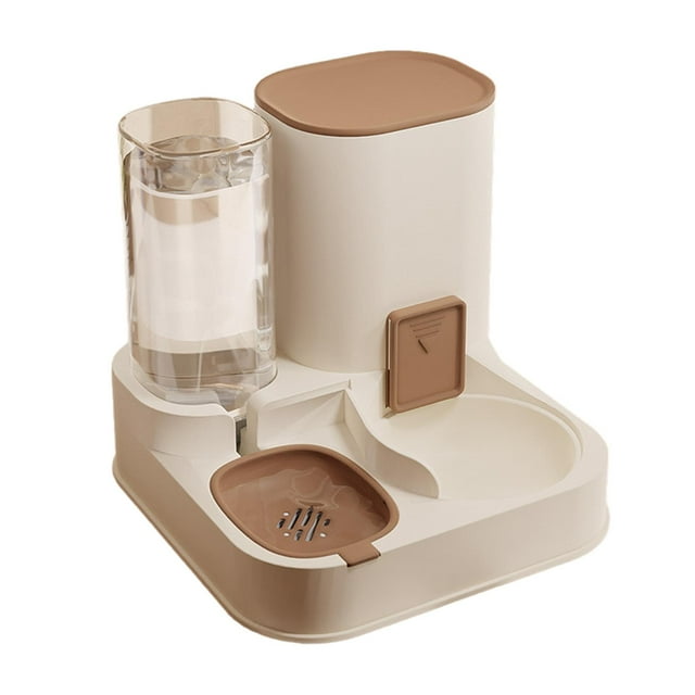 Pet Autoalimentador Tazón de comida seca y suministros de riego, alimentador de suministros de viaje y dispensador de agua para gatos y perros rosa