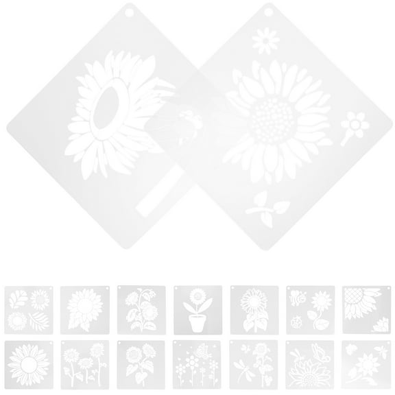 HEMOTON Sunflower Stencils for Painting on Wood Walls and Crafts Reusable PET Templates for DIY Projects