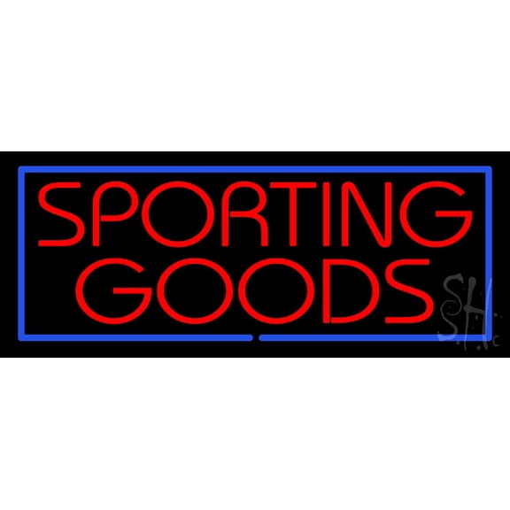 Sporting Goods LED Neon Sign 13" Tall x 32" Wide - inches Black Square Cut Acrylic Backing, with Dimmer - Premium built indoor Sign for Storefront, Store interior, School, College, Sports complex.