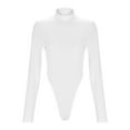 thumbnail image 5 of felwors Women's High Neck Slim Fit Bodysuit - Long-Sleeved with Thumbholes White, M, 5 of 6