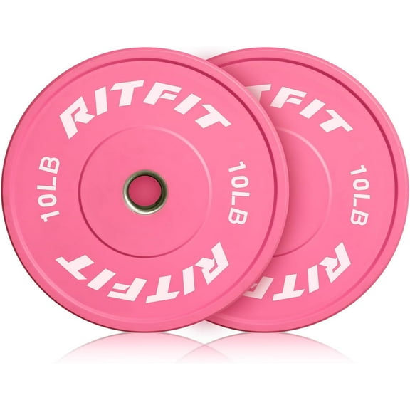 RITFIT Pink Weight Plates, 2 Inch Olympic Barbell Weight Plate, Bumper Plates With Steel Insert, pink weights for Gym and Home…