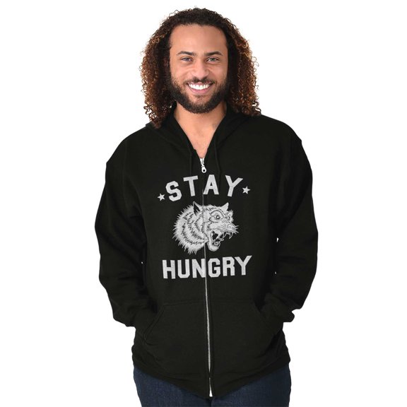 Stay Hungry Foodie Tiger Wolf Workout Unisex Fleece Graphic Zip Up Hoodie Brisco Brands 2X