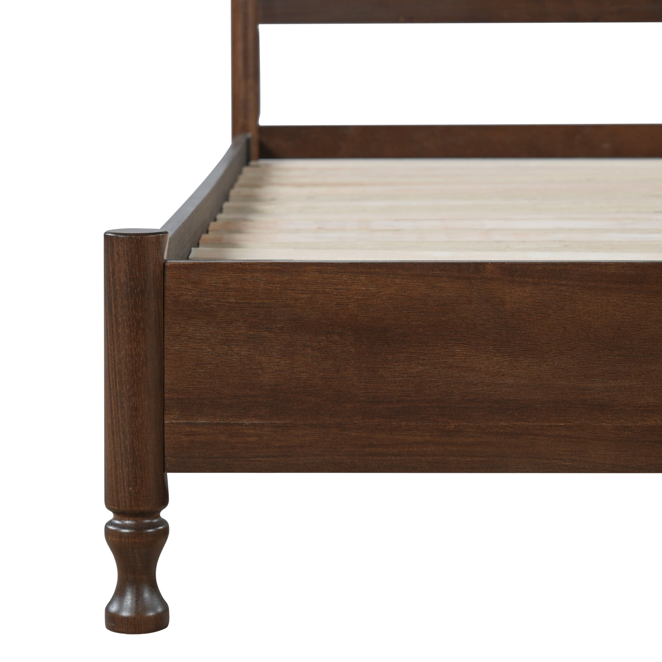 Christopher Knight Home Vintage King Solid Wood Platform Bed Frame, Curved Headboard, Dark Brown