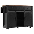 thumbnail image 3 of Black Farmhouse Kitchen Island Cart with Power Outlet & Sliding Doors - 53.7" Rolling Kitchen Storage for Dining & Kitchen Use, 3 of 43