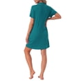 thumbnail image 3 of INSPIRE CHIC Womens Nightgowns Button Down Short Sleeve Sleep Shirts Nightshirt Pajama Dress with Pockets S Peacock Green, 3 of 6