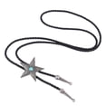 thumbnail image 2 of de estrella de turquesa de cuero de PU negro  de bolo Plata antigua Zulema  Collar de lazo occidental de Bolo, 2 of 6