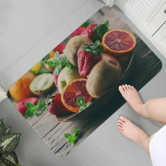 Fruit Pattern Printed Flannel Floor Mat Bathroom Decor Carpet Non-Slip For Living Room Kitchen welcome Doormat