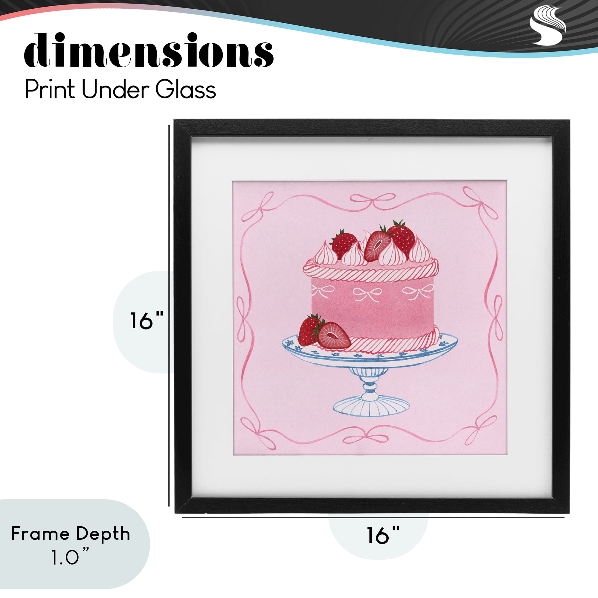 Stupell Industries Pink Strawberry Cake Black Framed Print Under Glass, design by Grace Popp