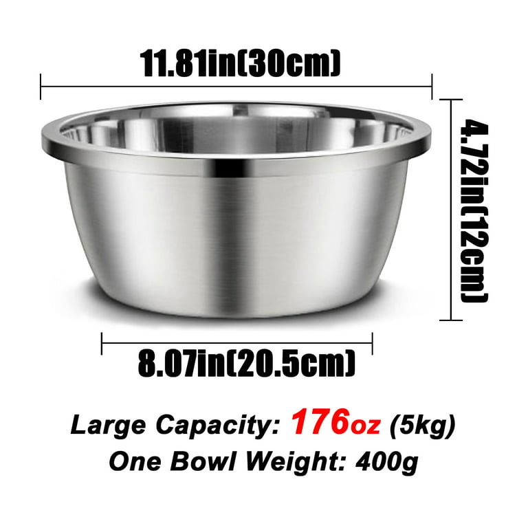 VCEPJH 2 Pcs Large Stainless Steel Dog Bowl 0.66 Gallons Large Capacity Dog  Food Bowls Metal Dog Food and Water Bowl for Big & X-Large Dogs Indoor 