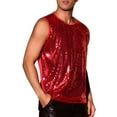 thumbnail image 4 of INSPIRE CHIC Men's Patchwork Sleeveless Party Night Out Sparkle Sequin Tank Top M Red, 4 of 6