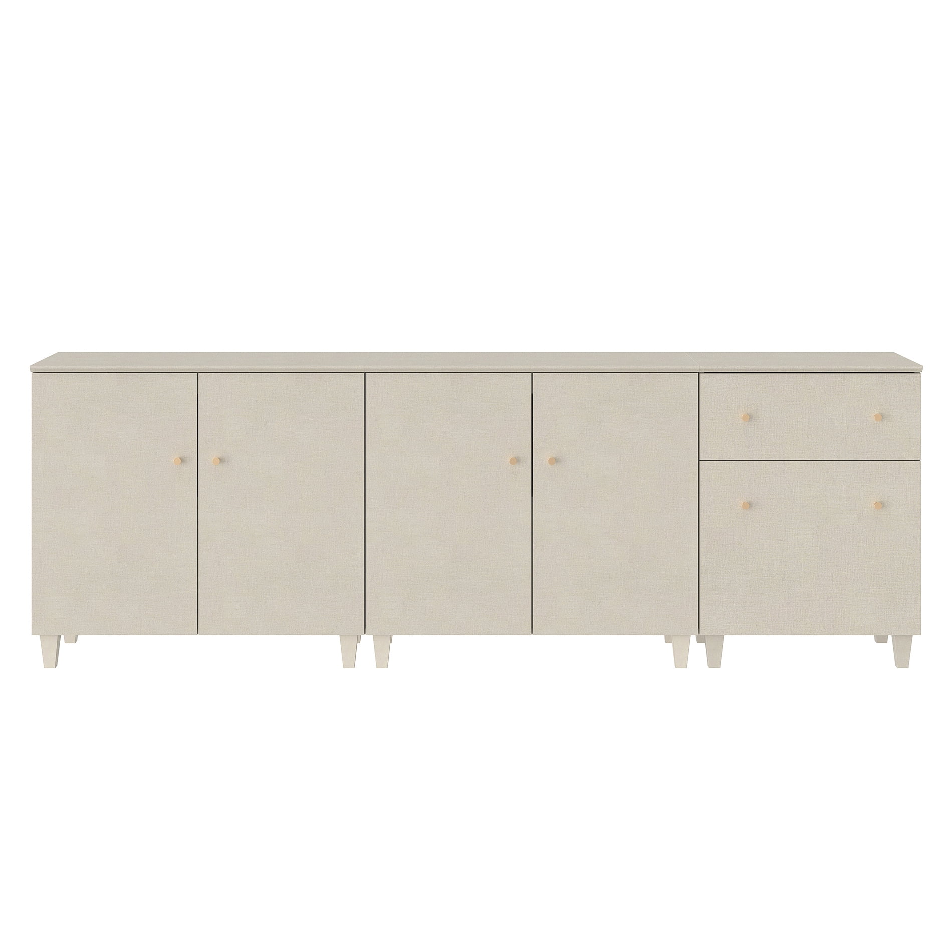 WAMPAT 3 Pieces Sideboards with Doors and Drawer for Dining Room Kitchen, Beige, 32.4" H, 2 Packs