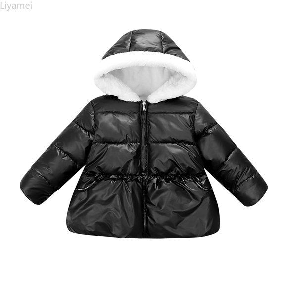 Liyamei Winter Coats Kids Toddler Boys Girls Patchwork Padded Jacket Winter Warm Clothes Outerwear Coat Girls Hooded Winter Coat Size 2-3 Years