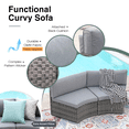 thumbnail image 6 of JOIVI 7-Piece Outdoor Patio Furniture Set, Sectional Half-Moon Sofa, Coffee Table, 4 Pillows, Grey Cushion, with Waterproof Cover, for Garden, Backyard, Porch, Sunroom or Pool, 6 of 7