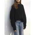 thumbnail image 6 of Women'S Oversized Sweaters Batwing Sleeve Mock Neck Jumper Tops Chunky Knit Pullover Sweater Black L, 6 of 9