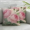 thumbnail image 3 of JEUXUS  Decorative Romantic Rose Flower Pillow Cover Vintage Shabby Chic Peach Pink Rose Floral Cushion Cover Square  Pillowcase for Sofa Bedroom Car, 3 of 5