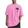 thumbnail image 2 of Blmnix Pullover Tshirts Shirts for Men Cotton T Shirts Hawaiian Shirt Graphic Tees Shirt Elbow-Length Crew Neck Pink Sun Shirts for Men,S, 2 of 5