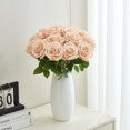 thumbnail image 3 of Roses Artificial Silk Flowers, 15PCS Fake Roses with Long Stems Realistic Faux Rose Bouquets for Wedding Decorations Bridal Shower Floral Arrangements Party Home Table Decor（Champagne Pink）, 3 of 7