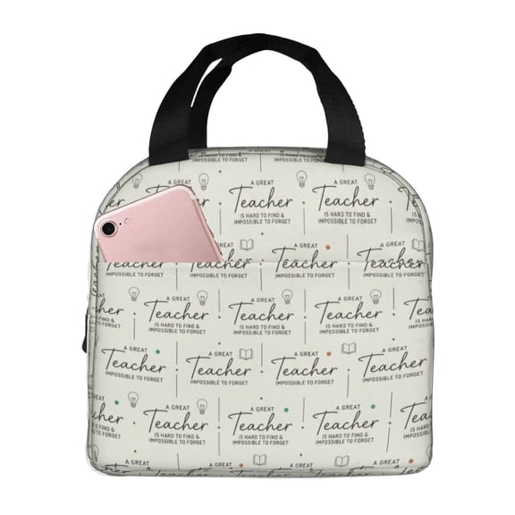 Teacher Insulated Lunch Bag, Teacher Appreciation Design, Portable Reusable Cooler Tote For Office And Everyday Carry