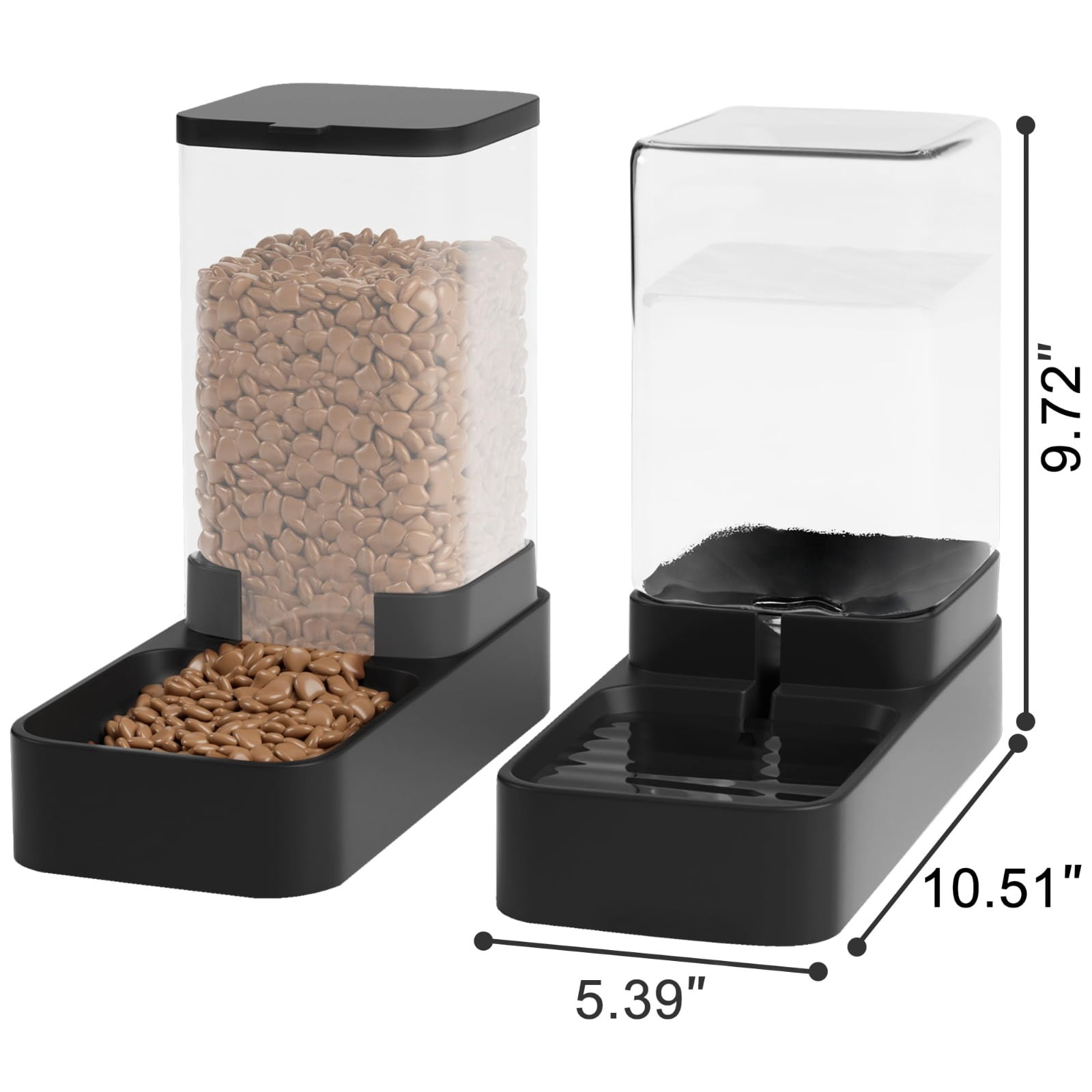 Automatic Cat Feeder & Water Dispenser Set, Gravity 3.3L Pet Food Waterer with Large Absorbent Quick-Dry Feeding Mat