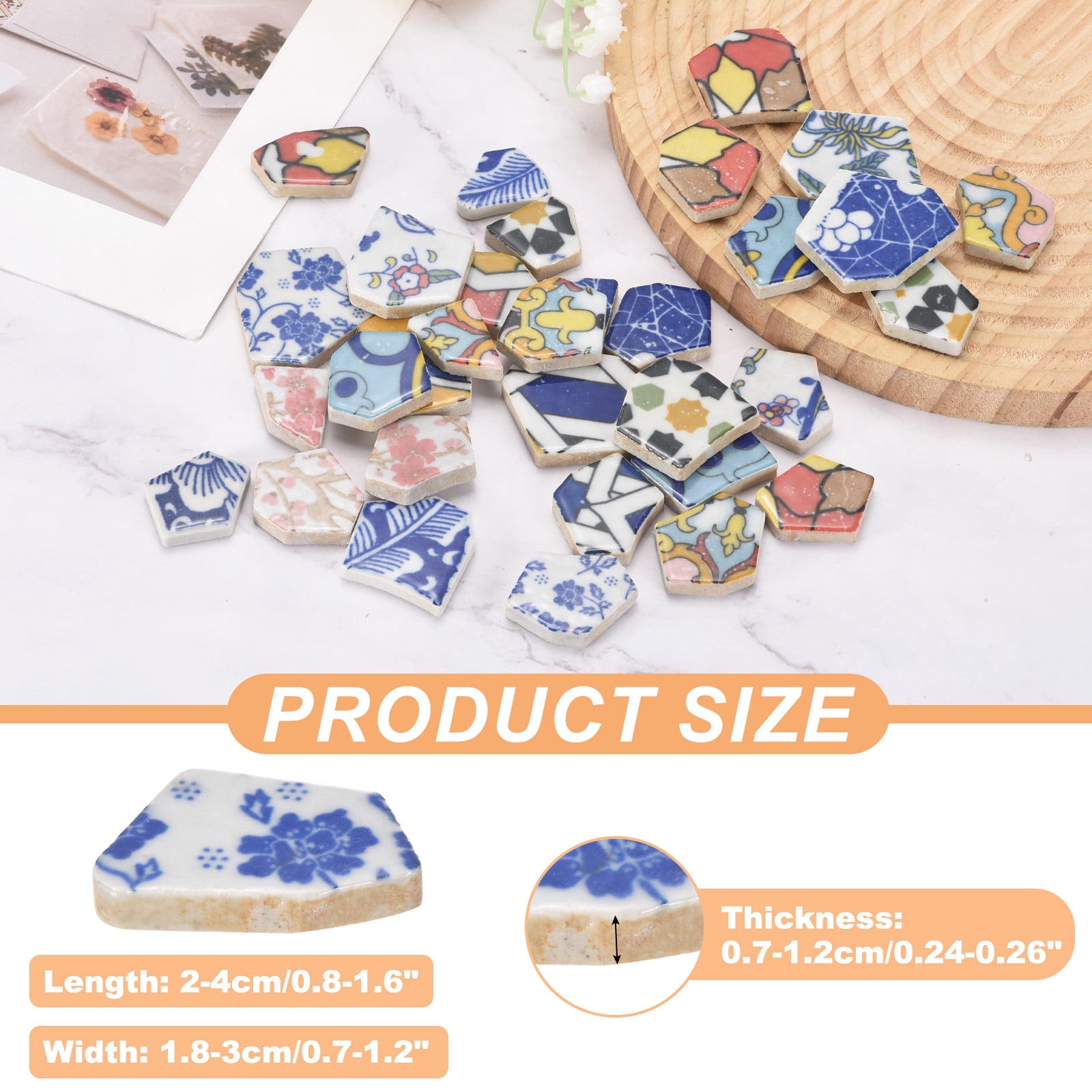 Uxcell Irregular Ceramic Mosaic Tiles, 300g/0.7lb Broken Porcelain Mosaic Tiles Bulk Irregular Glazed for DIY Art Craft Making Home Decor, Dark Blue/Blue