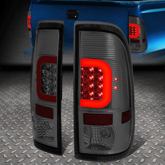 Nuvision LED Red C-Shape Tail Light Rear Brake Lamps for 08-16 Ford Super Duty, Smoked
