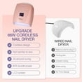 thumbnail image 3 of Cordless UV LED Nail Lamp, 66W Rechargeable Gel Nail lamp, Cordless UV Light for Gel Nail with Handle Auto Sensor & 5 Timer for Home & Salon (Pink), 3 of 8