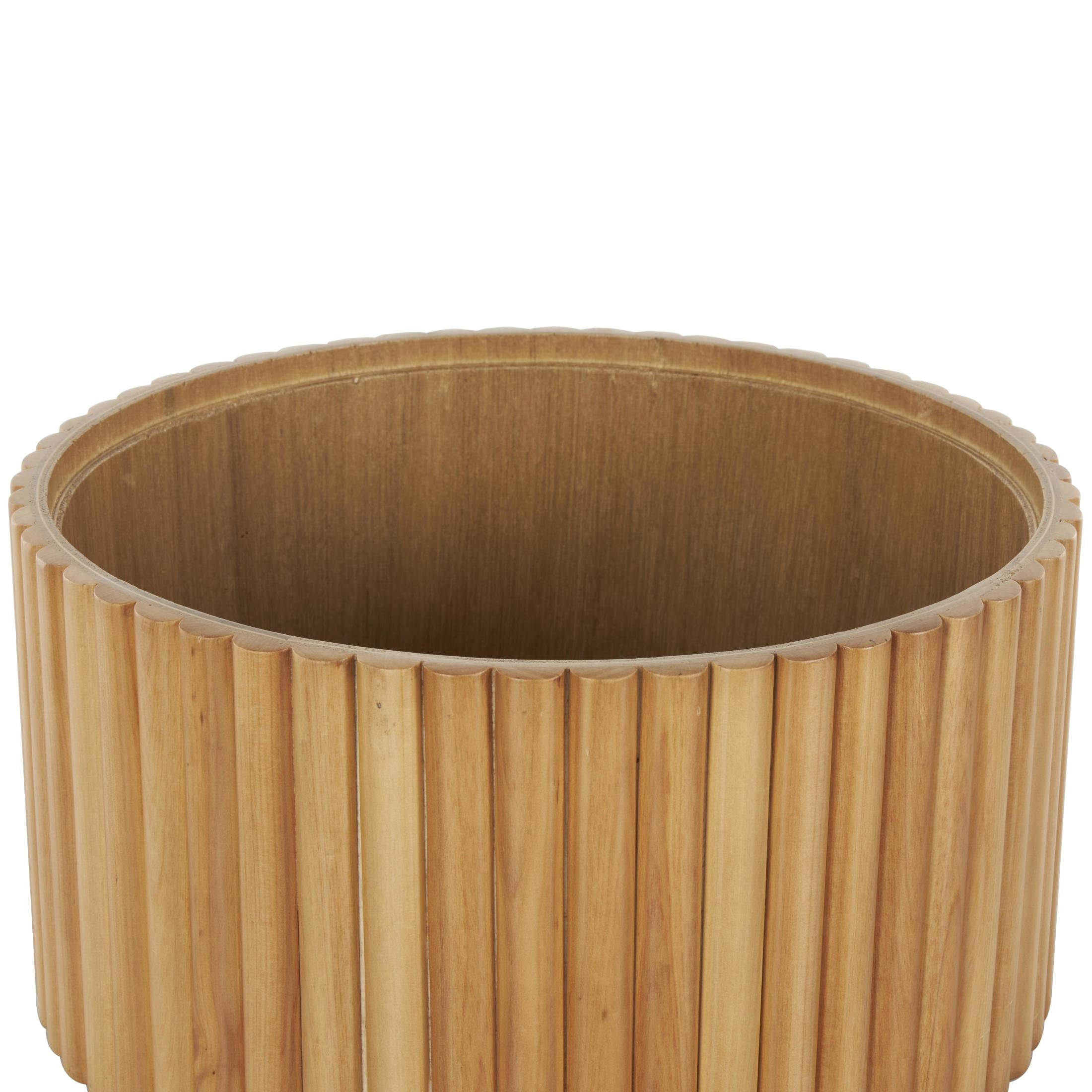 DecMode Handmade Slatted Brown Wooden Decorative Box with Lids, 2 Count