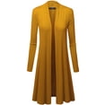thumbnail image 4 of Made by Johnny Women's Solid Long Sleeve Open Front Long Cardigan XL MUSTARD, 4 of 6
