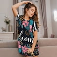 thumbnail image 3 of Uemuo Floral Welcome Sign Pattern Women’s Nightdress – Casual Sleep Shirt, Soft Relaxed Fit Short-Sleeved Cotton Sleepwear for Home, Bedtime, and Lounging, 3 of 6