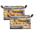 BZSMCE Collapsible Fabric Cube Storage Bins Orange Juice Into The Fruit