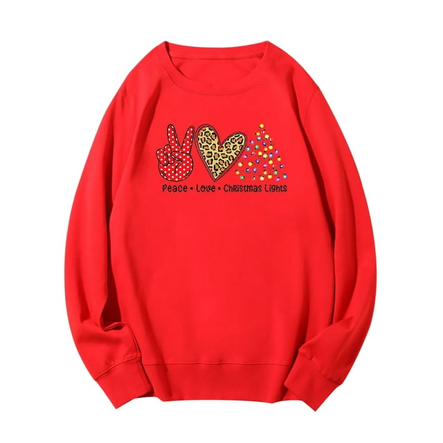 WREESH Christmas New Creative Casual Printing Long-sleeved Round Neck Sweater