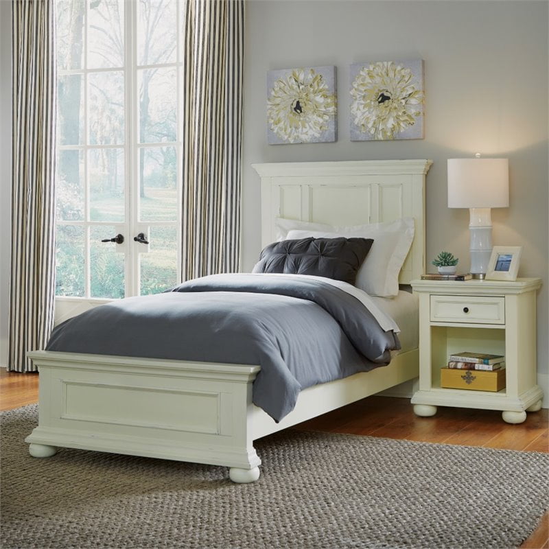 Dover White Twin Bed & Night Stand