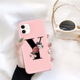 thumbnail image 1 of Funda de teléfono de silicona con letra inicial de Ottwn para iPhone 11 Pro 12 Pro Max X XR XS Max 7 8 Plus, funda trasera de TPU suave con flor rosa Retro Tan Jianjun unisex, 1 of 2