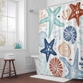 thumbnail image 5 of Ocean Teal Starfish Fabric Shower Curtain Marine Life Coastal Washable Shower Curtains for Bathroom, Waterproof Bath Curtain with Hooks Home Decor 36x72in, 5 of 8