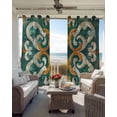 thumbnail image 6 of Green Burnt Orange Flowers Kitchen Curtains Boho Ethnic Abstract Retro Cafe Short Curtains for Bathroom Blackout Window Curtain Grommet Small Window Treatment Drapes for Bedroom Living Room 52"x45"x2, 6 of 9