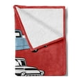 thumbnail image 2 of Truck Soft Flannel Fleece Blanket, Vintage Pickup Vehicle Designs on Abstract Ruby Background Inner City Transport, Cozy Plush for Indoor and Outdoor Use, 70" x 90", Ruby Blue White, by Ambesonne, 2 of 5