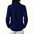 thumbnail image 4 of Long Sleeve Polo Shirts for Women Golf Shirt Button-Down Collar Work Blouse Side Slits Casual Tops Navy L 1 Pcs, 4 of 5