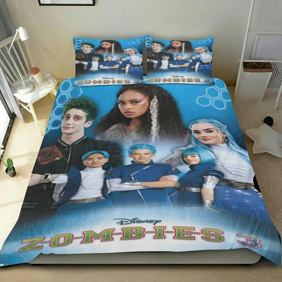 zombies Themed Bed Sheet Set Three Piece Set 53x79 In ches Comfortable And Skin Friendly Unique Design Creating A Star Studded Night Home Decor Gifts For Family Friends fans