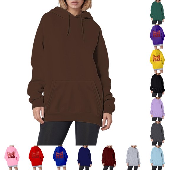 CUSTG Women Casual Hoodie Loose Fit Letter Print Pullover Sweatshirt For Daily Wear Vacation Spring Winter Comfortable Soft Long Sleeve Oversized Cozy Tops Streetwear