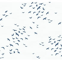 NextWall Navy Blue Birds in Flight Peel and Stick Wallpaper