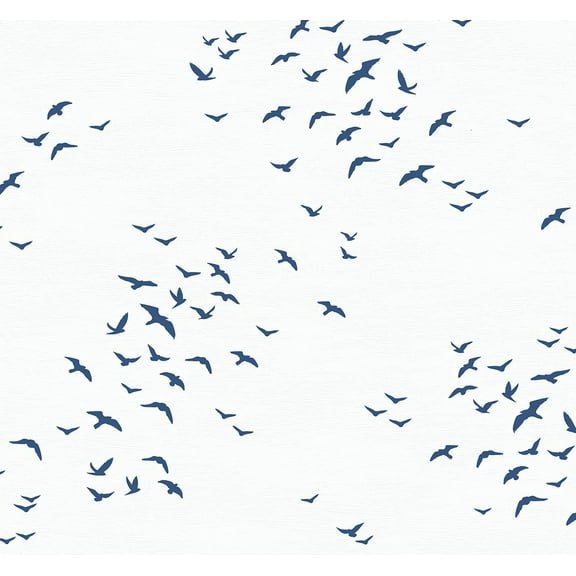 NextWall Navy Blue Birds in Flight Peel and Stick Wallpaper