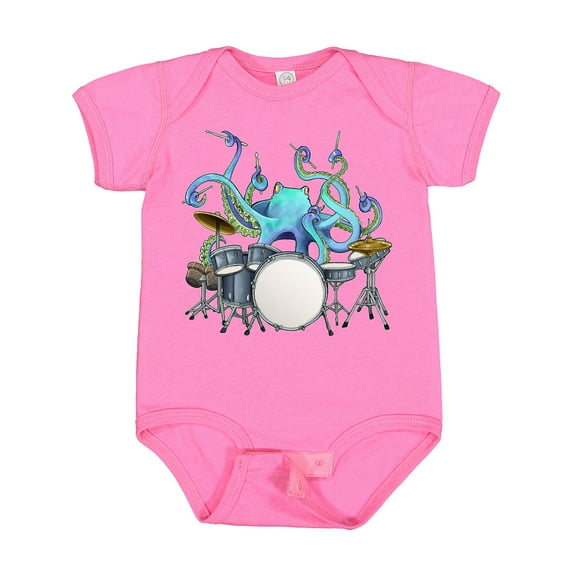Inktastic Cute Blue Octopus Drumming Boys or Girls Baby Bodysuit