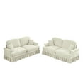 thumbnail image 6 of Newest Classic 2 Piece Modular Couch Living Room Sofa Set,Flared Arms,Removable Ruffles Pleats Skirts,Spindle Legs, 2 Seater Sofa + 2-Seat Loveseat Sofa Sets for Living Room, Beige White, 6 of 19