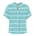 thumbnail image 3 of Khunlpohl Womens Striped Tops Cotton Linen Short Sleeve Baggy Top Button down Casual V Neck Blouse Shirts, 3 of 5
